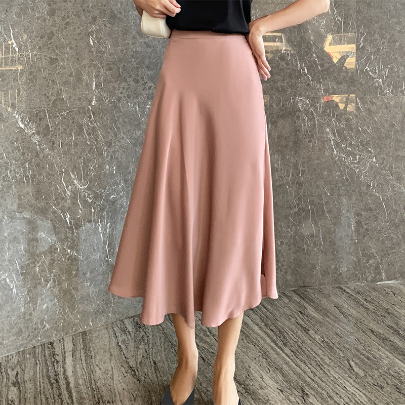 Acetate Satin A-Line Skirt, Satin Large Skirt