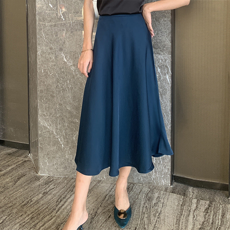 Acetate Satin A-Line Skirt, Satin Large Skirt