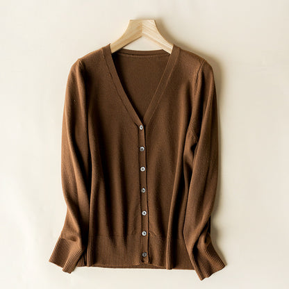 Cardigan women's v-neck cardigan wool sweater